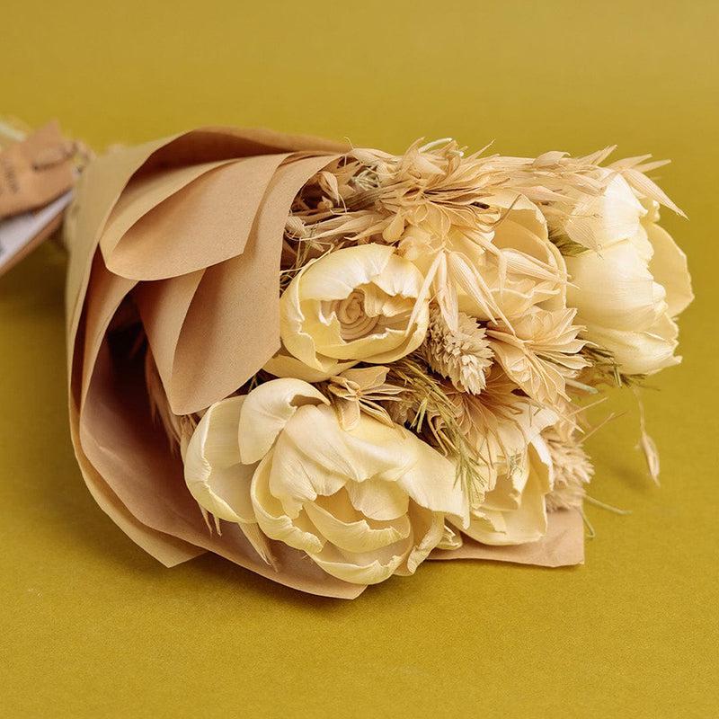 Rose Éterne Dried Flower Bouquet - Beige media 6