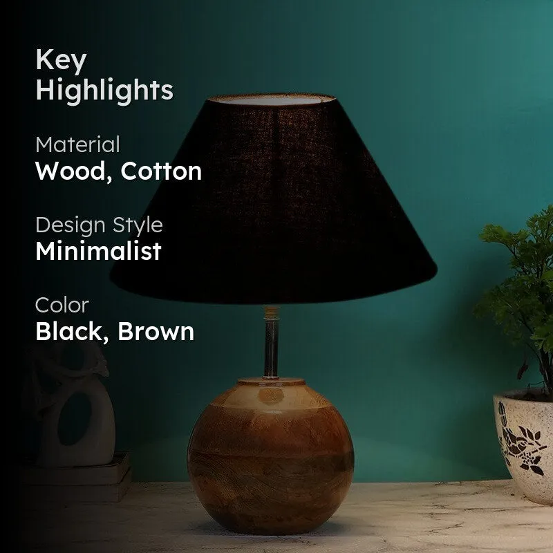 Auryon Cotton Table Lamp With Wooden Base - Black media 2