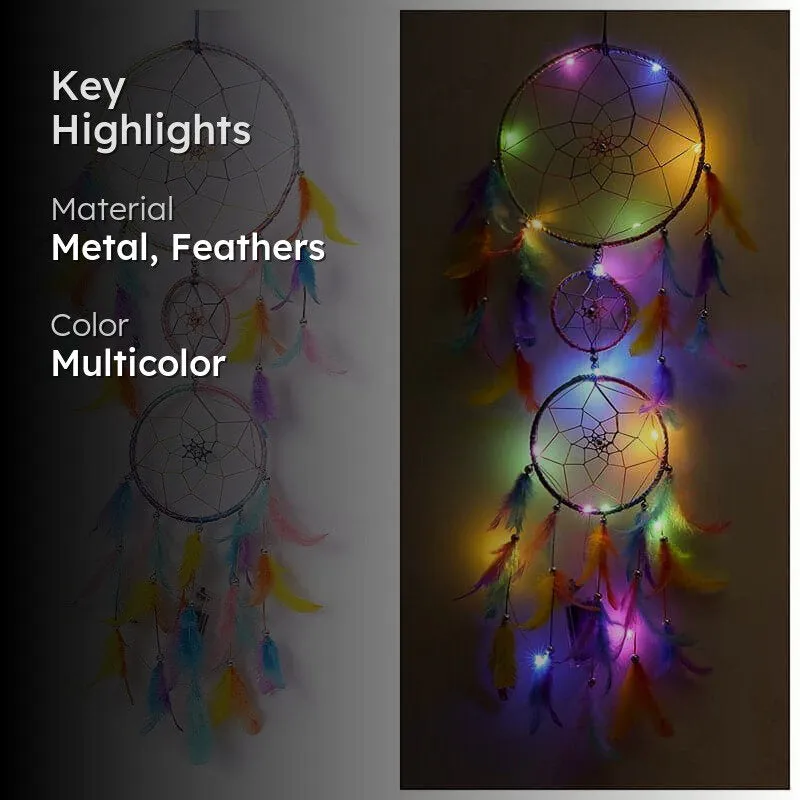 Amazo Feather Dreamcatcher With Light - Multicolor media 2