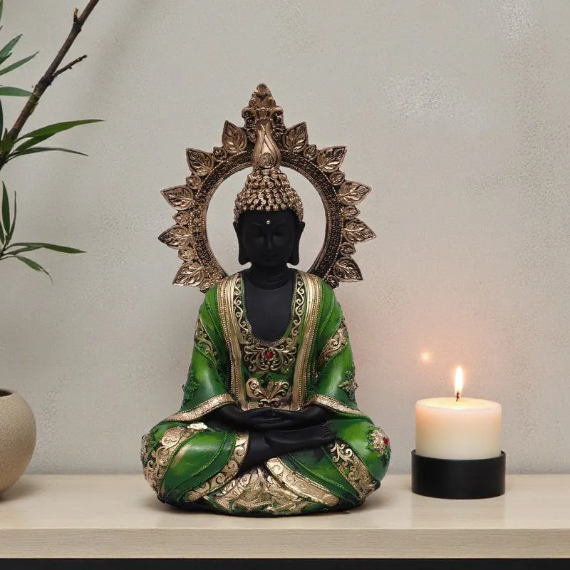 Azure Peace Buddha Idol - Green media 1