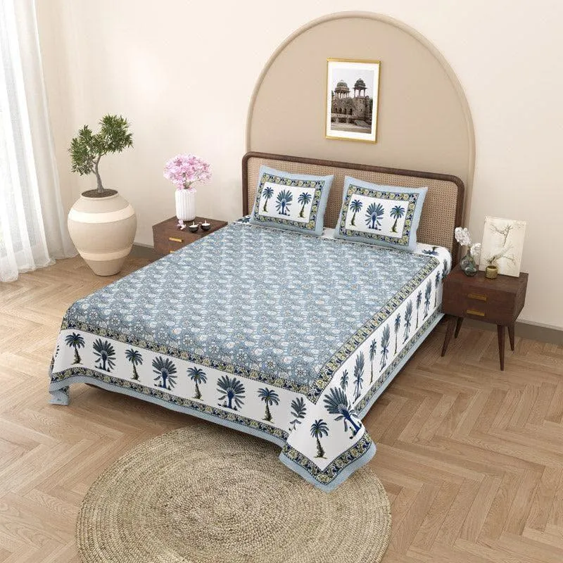 Kanishka Printed Cotton Bedsheet (Blue) - 140 TC media 3