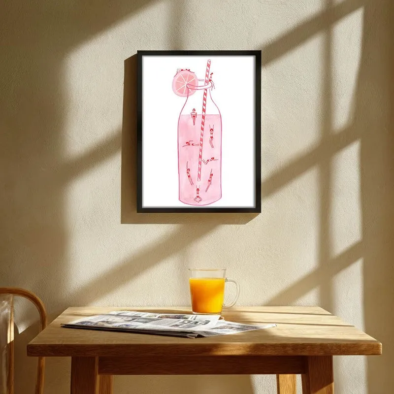 Summer Bloom Sip Archival Canvas Wall Art - Black media 1