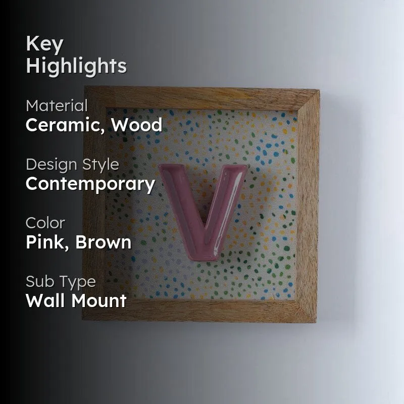 (V) Mini Mottled Mono Ceramic & Wooden Wall Accent - Pink media 2