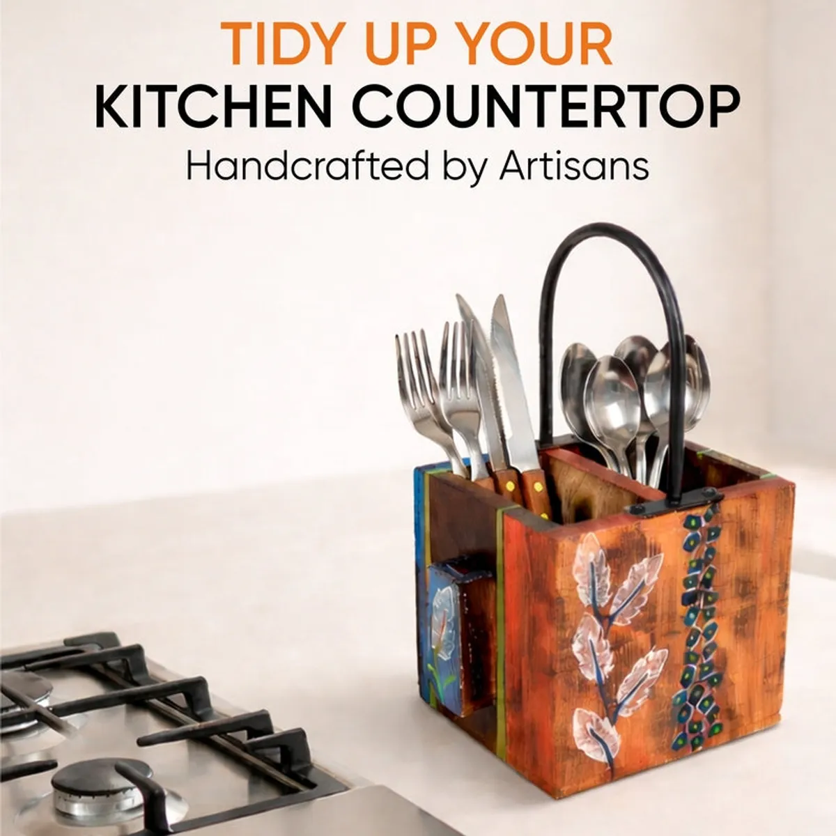 Yua Handcrafted Cutlery Holder - 13