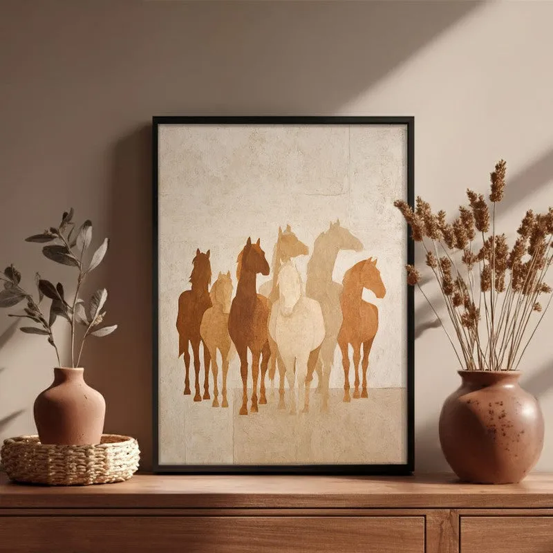 Desert Horse Silhouettes Wall Painting With Black Frame media 6