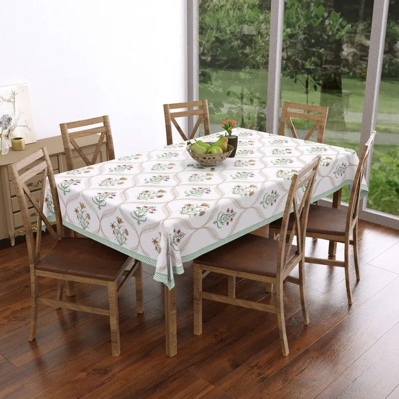 SignatureWhite Cotton Table Cover - Pink,Beige media 1