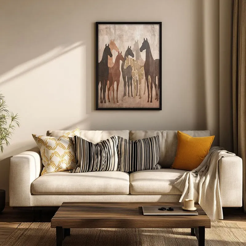 Sandy Horse Wall Painting With Black Frame media 5