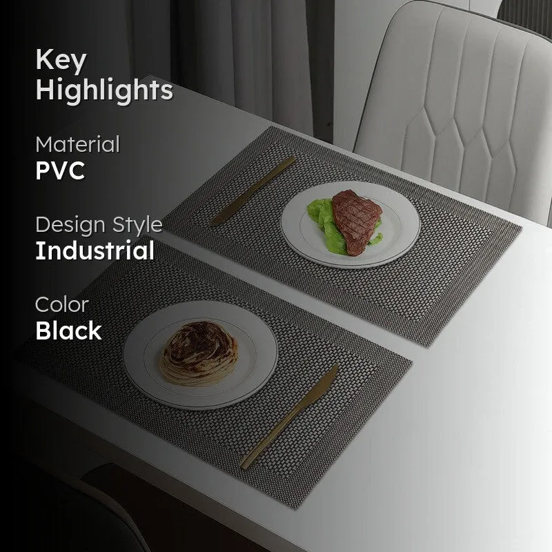 Onyxa Black Rectangle PVC Table Mats - Set Of Two media 2