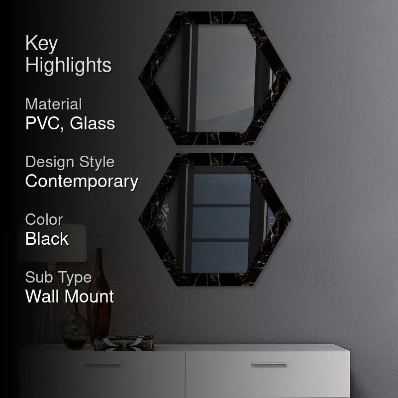 Reflectique Glass Wall Mirror Wiith PVC Frame - Set Of Two media 2