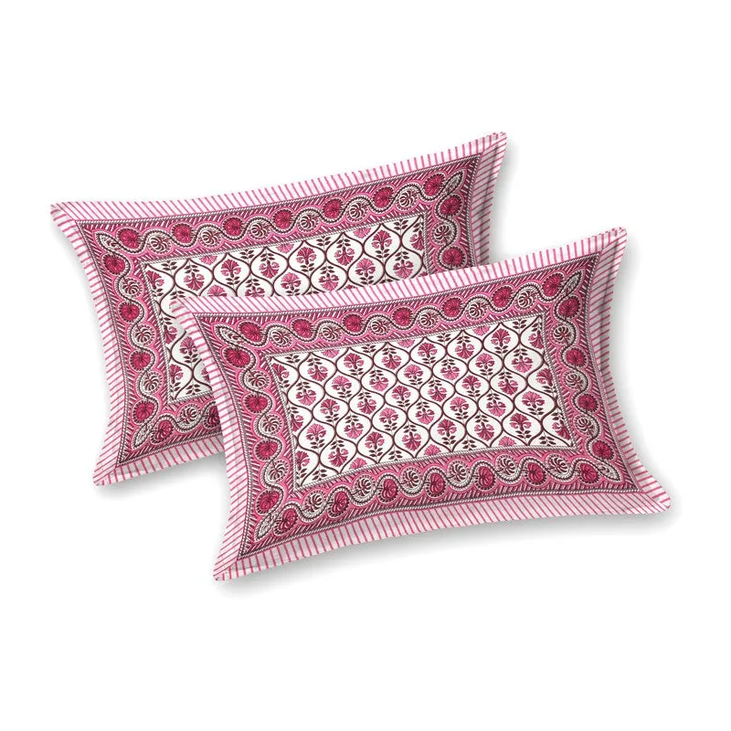Blossomis Cotton Bedsheet (Pink,White) - 240 TC media 4