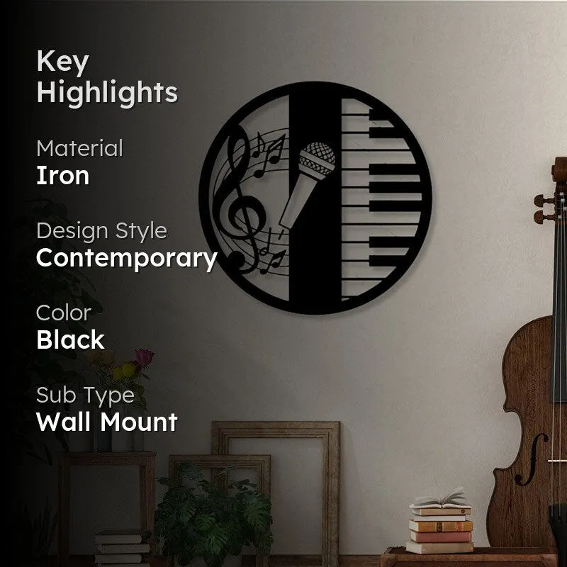 Piano And Mic Black Iron Wall Accent media 2