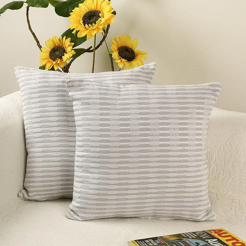 Niamh Cotton Cushion Cover (Grey) - Set Of Two media 1