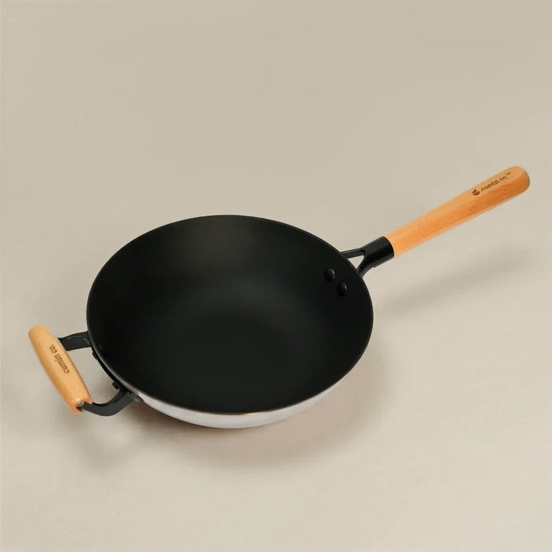 Cumin Co Enamel Cast Iron Wok (1500 mL) - White media 4