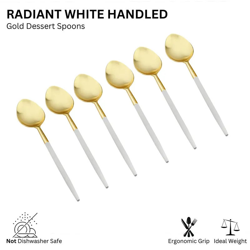 Stirling Stainless Steel Spoon Set (Gold & White) - Set Of Six media 4