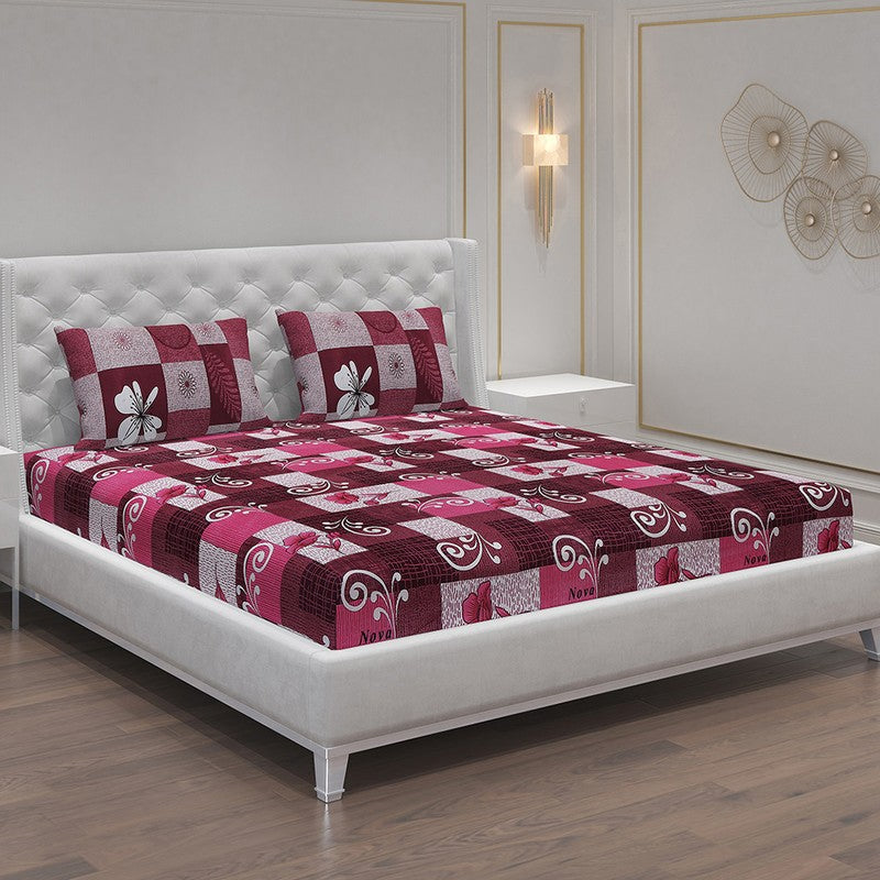 Monte Carlo Checkered Bloom Bedsheet - 120 GSM