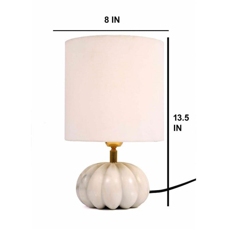 Pumpkin Base Marble Fabric Table Lamp - White media 4