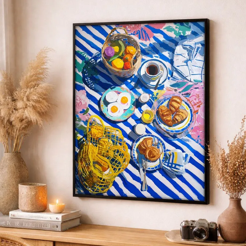 Blue Tableau Canvas Wall Painting - Black Frame media 3
