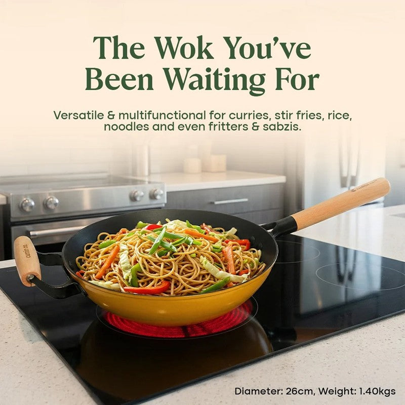 Cumin Co Enamel Cast Iron Wok with Lid (1500 mL) - Green media 14