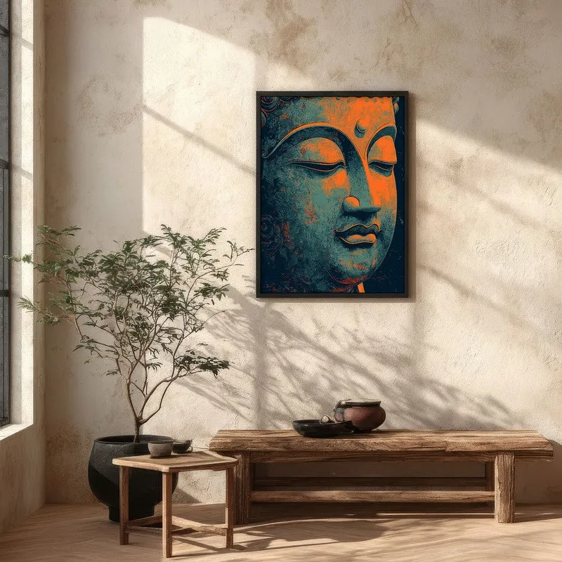 Vivid Serenity Buddha Archival Paper Wall Painting With Black Frame media 5