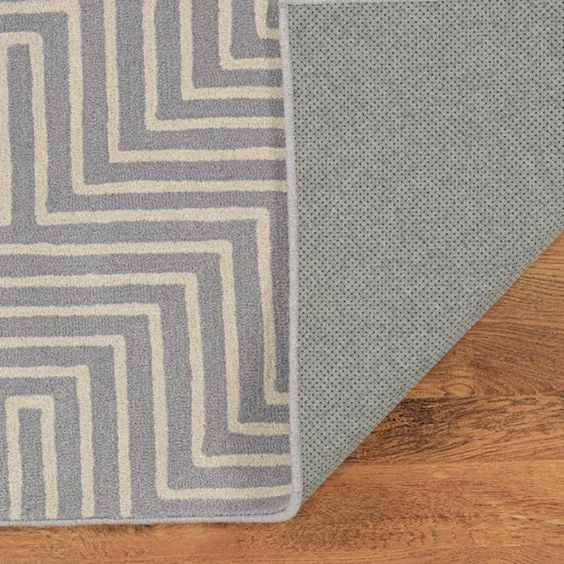Denethor Hand Tufted Geometric Wool & Nylon Carpet - Beige & Blue media 5