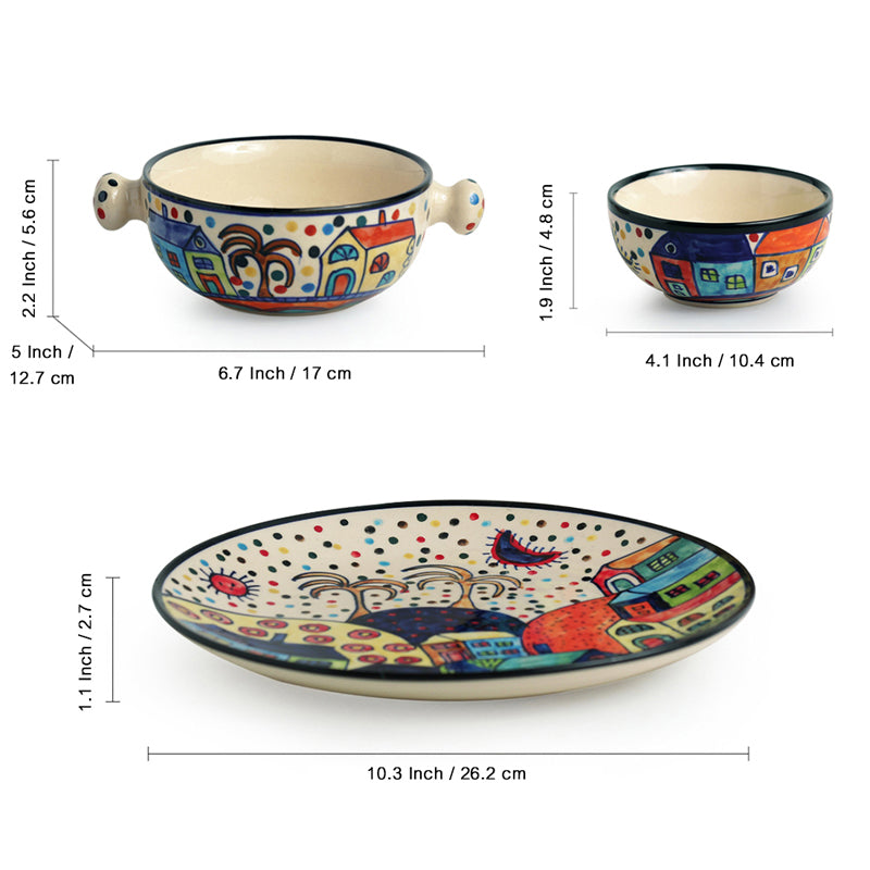 Coastal Cottage Handpainted Ceramic Dinner Set (260 ML) - 10 Piece Set media 8