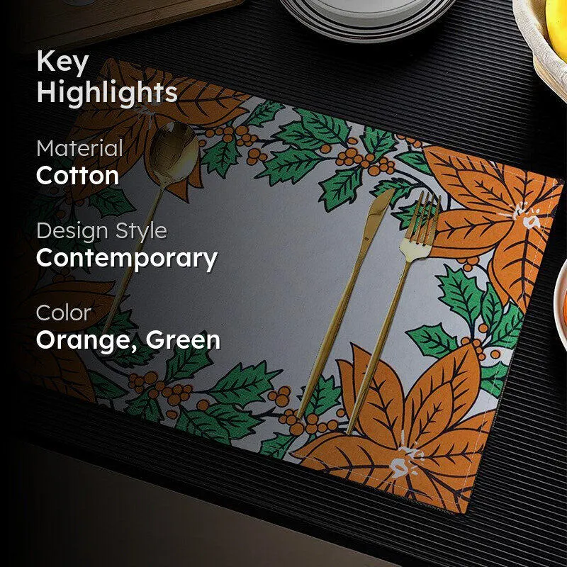 Acora Floral Placemat (Orange) - Set of Two media 2