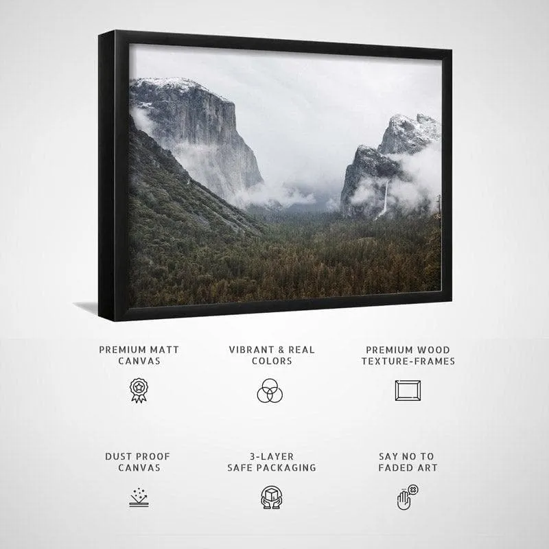Yosemite Valley Canvas Wall Painting - Black Frame media 5