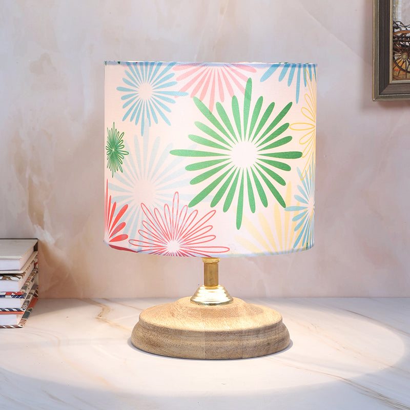 Hikari Pebble Printed Mango Wood Table Lamp - Multicolor