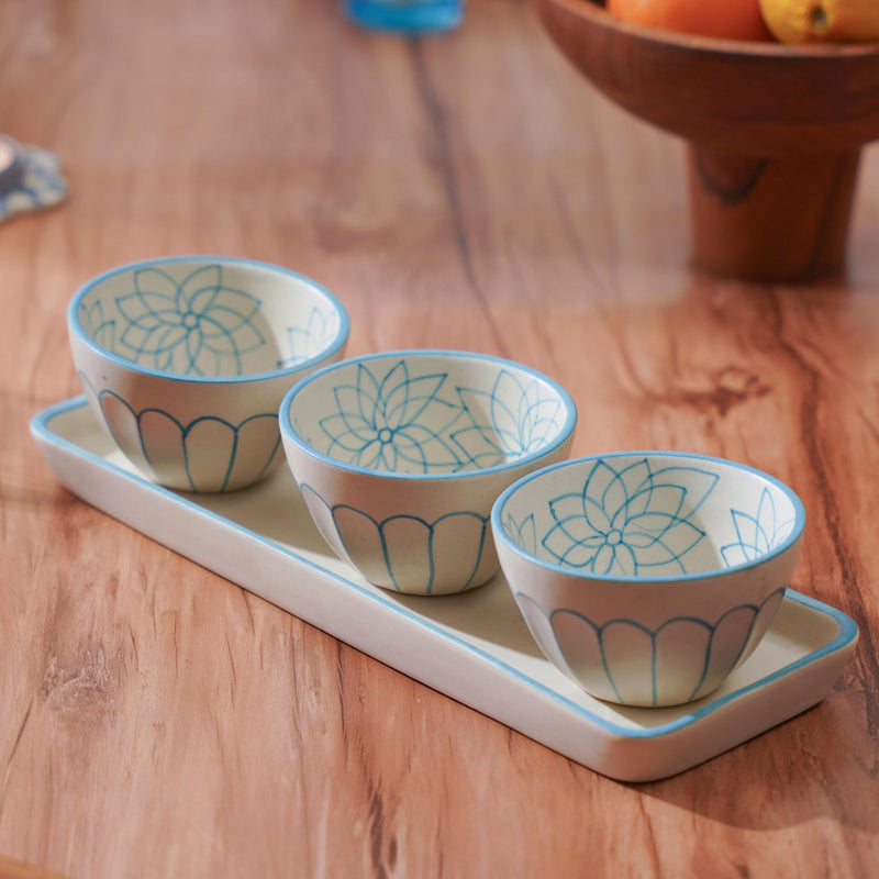 Ameira Snack Bowl With Tray - Four Piece Set