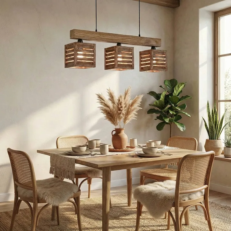 TriFrame Wooden Ceiling Lamp - Brown media 3
