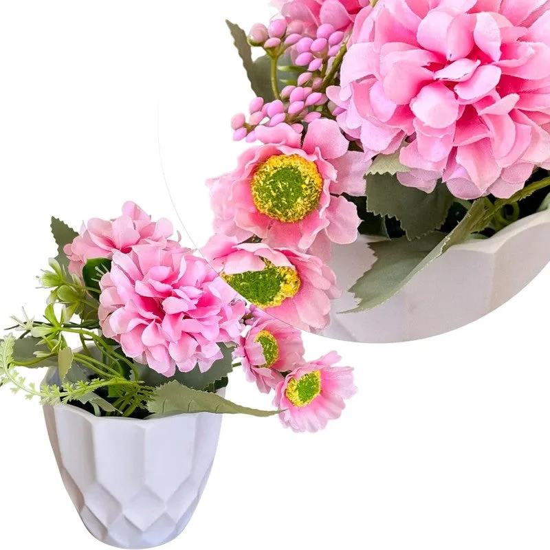 Cadris Ceramic Vase With Artificial Flower (Pink) - Set Of Two media 5