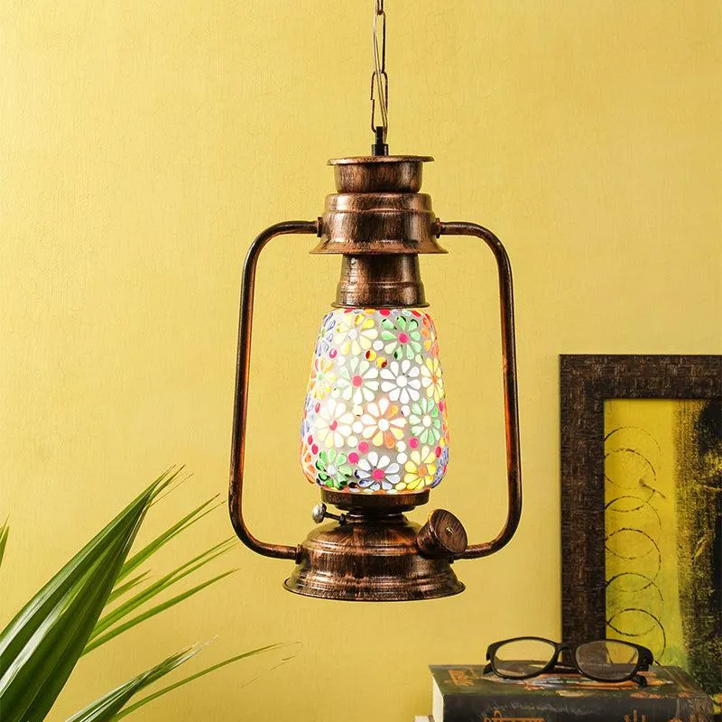 Madhura Mosaic Lantern Glass Ceiling Lamp - Copper media 2