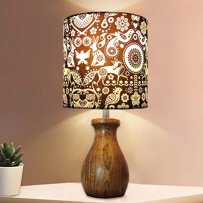 Paragon Wooden Fabric Table Lamp - Black,Brown media 1