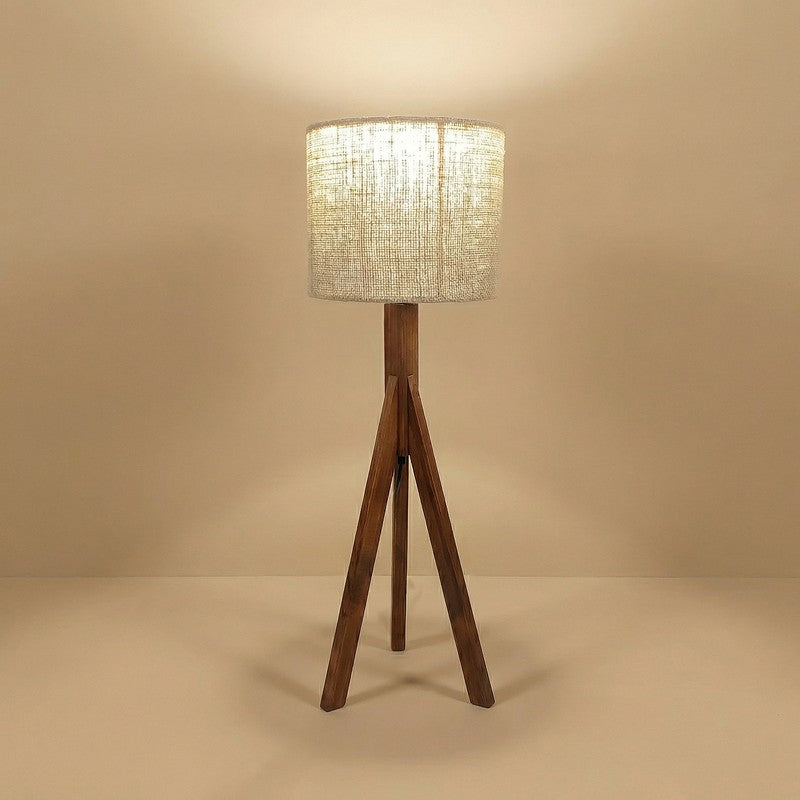 Jovienne Jute & Wood Tripod Table Lamp - Brown media 5