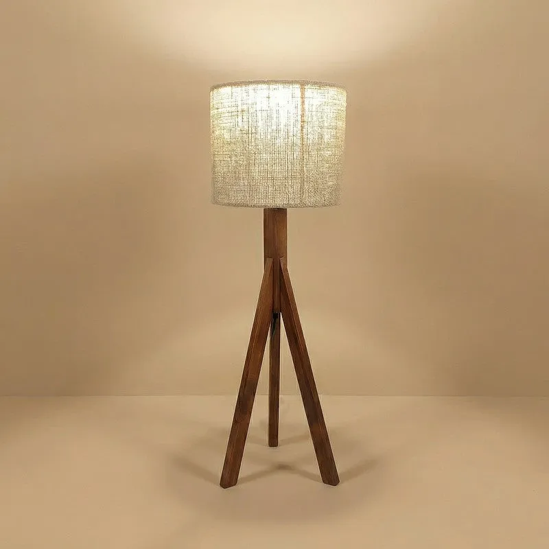 Jovienne Jute & Wood Tripod Table Lamp - Brown media 5