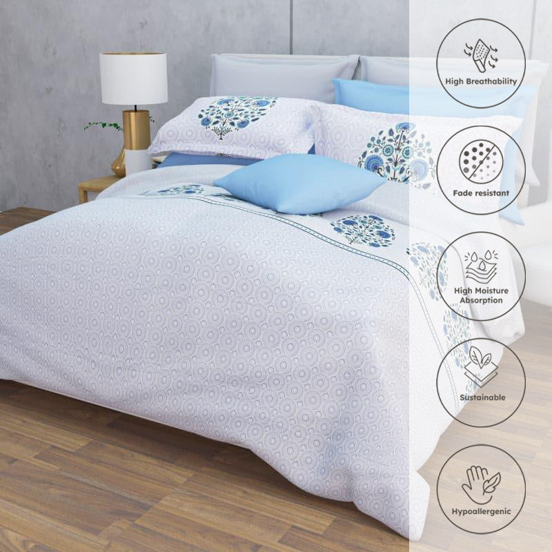 Awana Ethnic Cotton Bedsheet (Blue) - 210 TC media 3