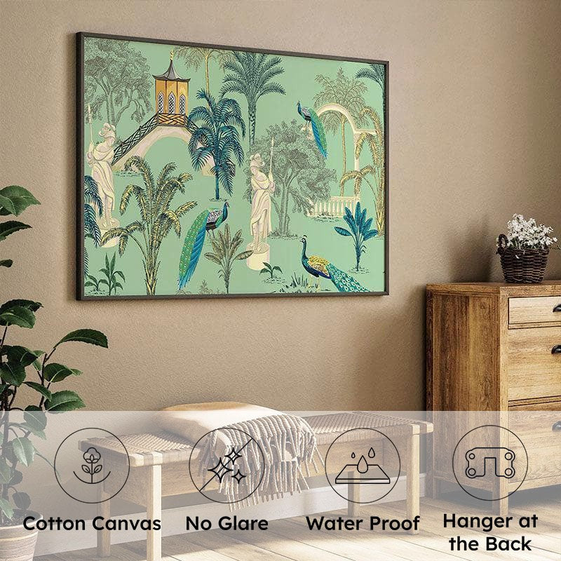 India Peacock Heritage Wall Painting - Black Frame media 5