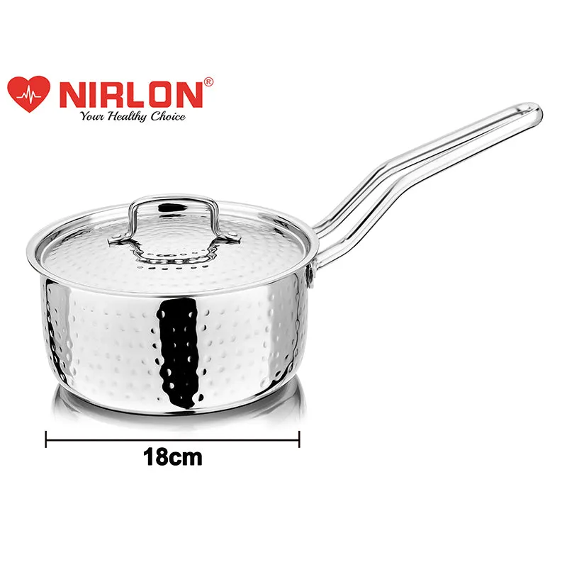 Nirlon Hammered Steel Saucepan With Lid - 2300 ML/7 Inches media 7
