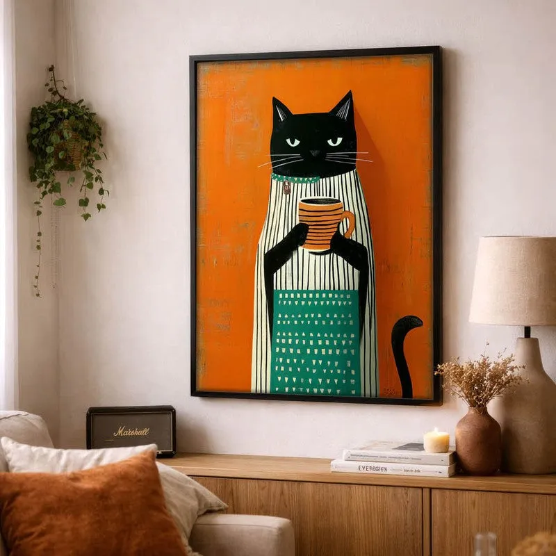 Cat's Brew Wall Painting With Frame media 4