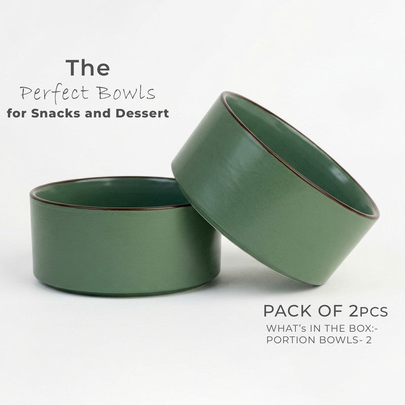 Whimsi Ceramic Soup Bowls (280 mL,Green) - Set Of Two media 3