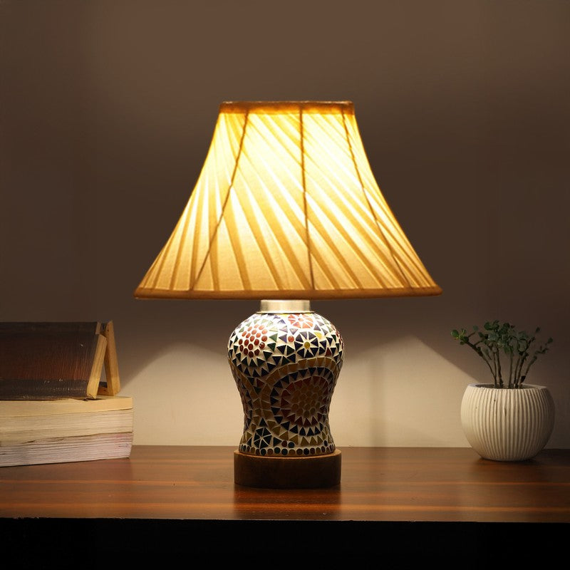 Aurenique I Pleated Wooden Table Lamp - Multicolor