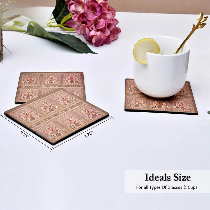 Geometric Charm Wooden Coasters with Holder - Seven Piece Set media 5