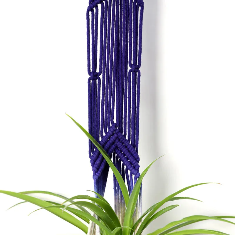 Fringe & Folia Macrame Hanging Planter (Blue & White) - Set Of Two media 4