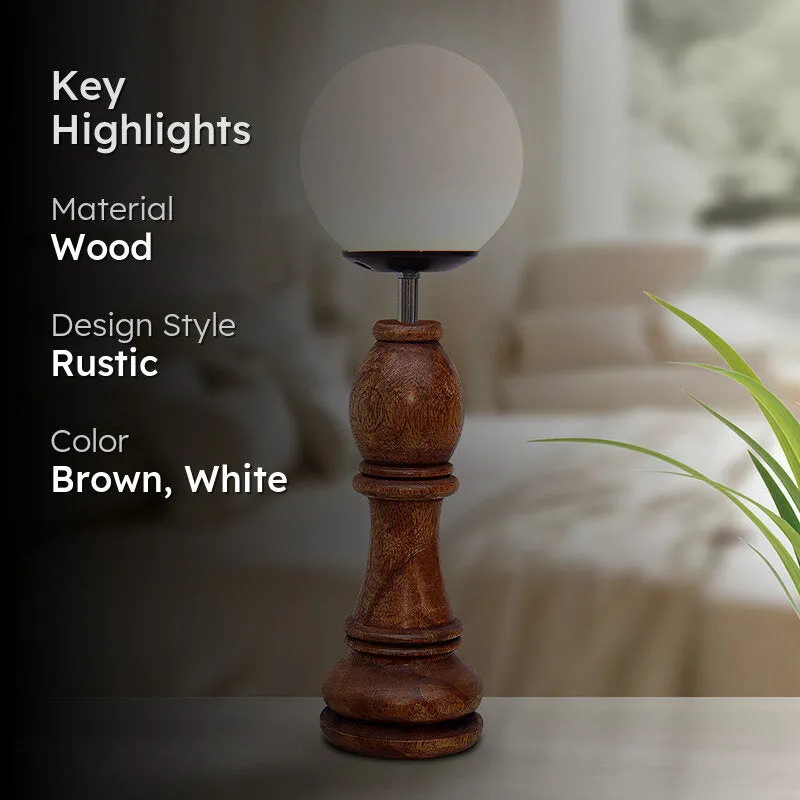 Chess Bishop Wooden Table Lamp - Brown,White media 2