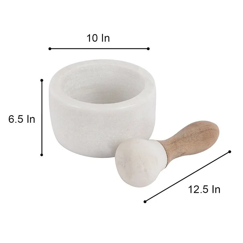 Crushique Marble & Wood Mortar & Pestle (White) - 100 ML media 6