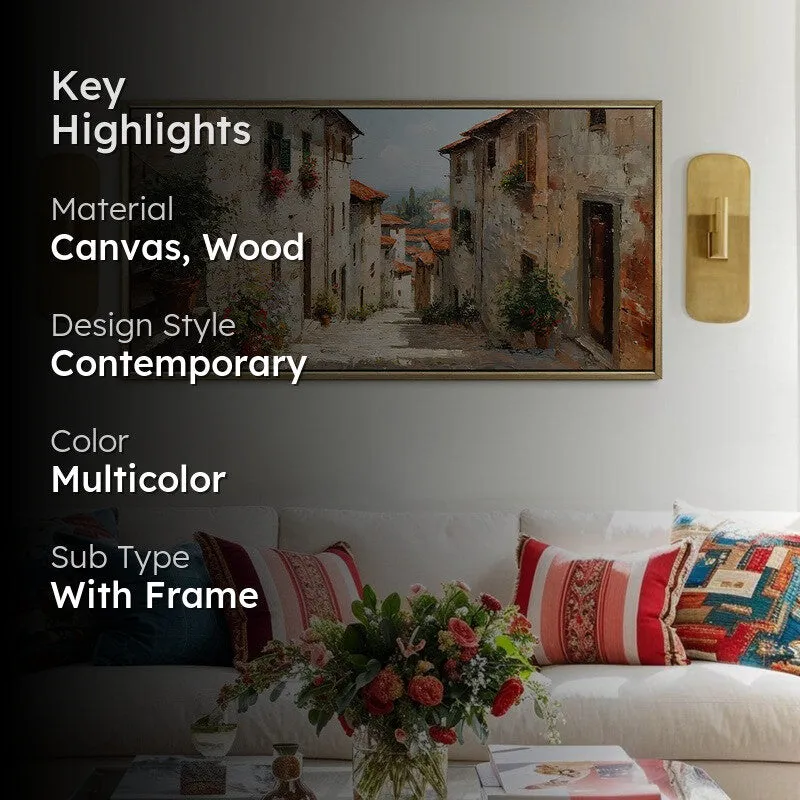 Ancient Ochre Canvas Wall Painting With Frame media 2