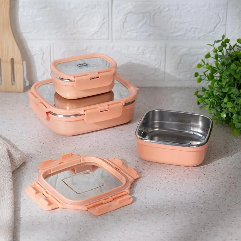 Vault Microwave Safe Lunch Box Peach (575/300/150 mL) - Three Piece Set media 3
