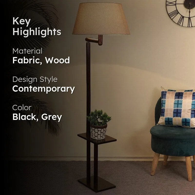 Eartha Enya Wooden Floor Lamp With Shelf media 2