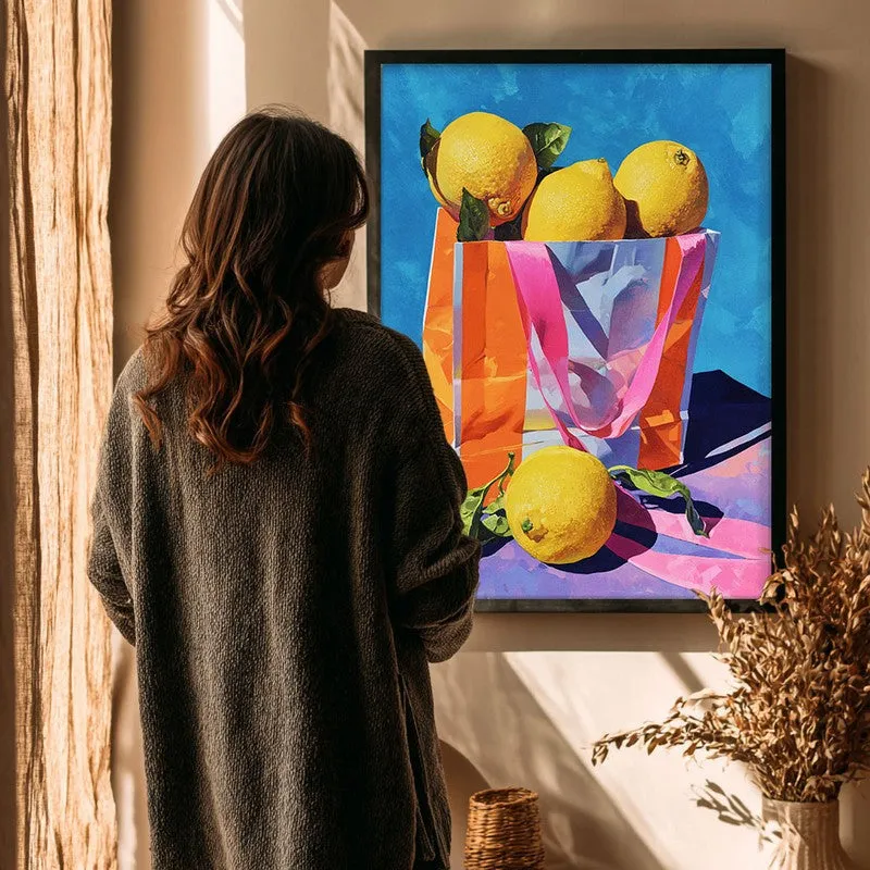 Citrus Tote Canvas Wall Painting - Black Frame media 4