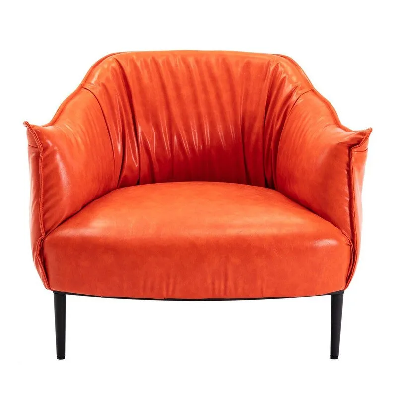 Elvora Neem Wood Accent Chair - Orange media 5